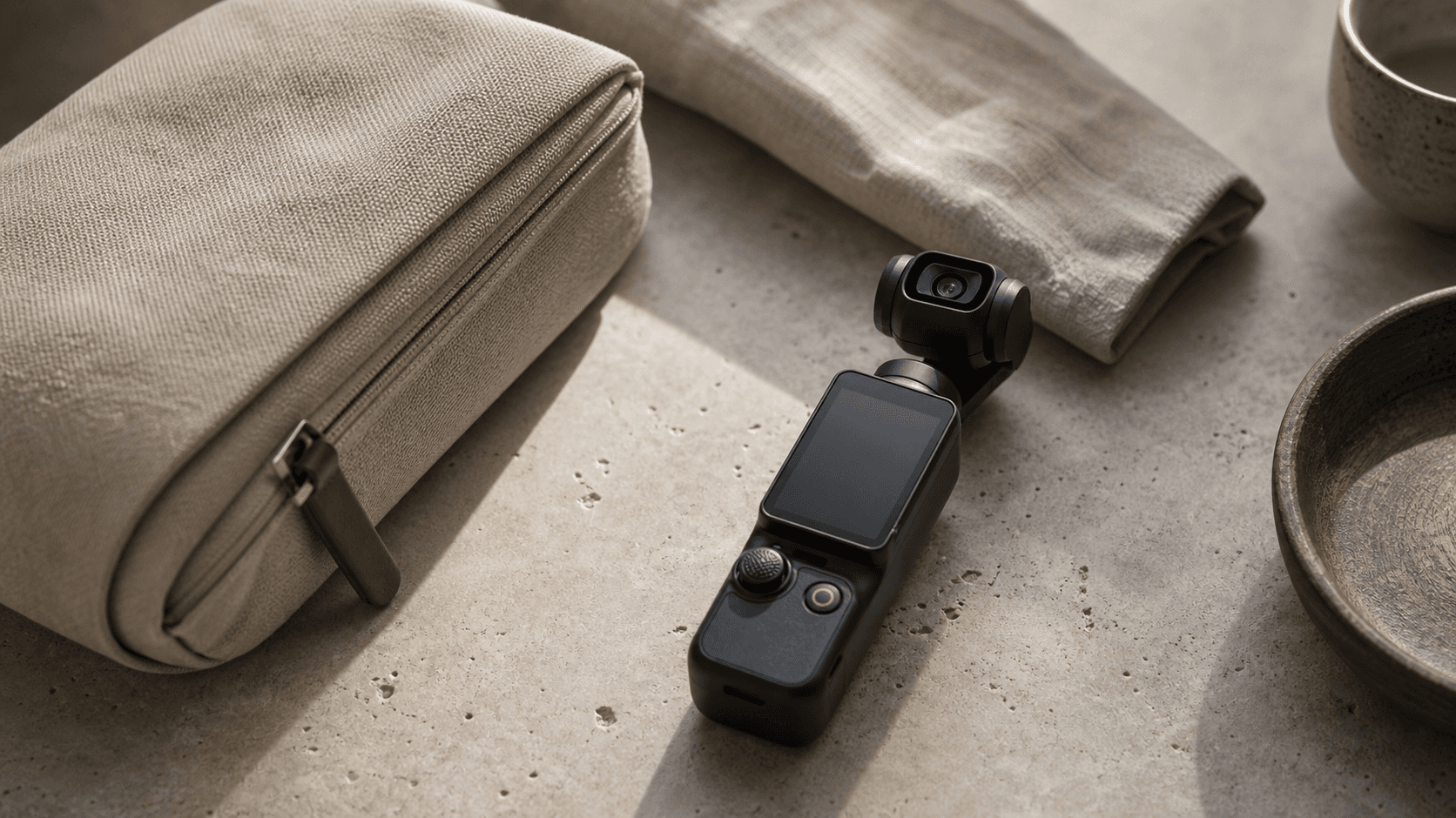 Compact pocket video camera prepared for private travel storytelling